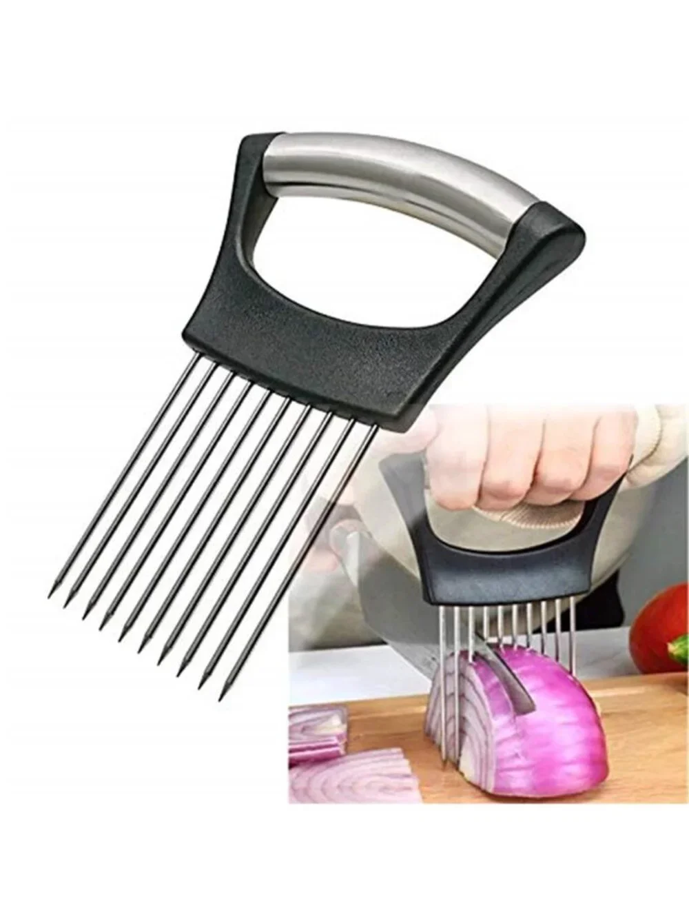 Stainless Steel Onion Holder for Slicing,Onion Slicer Holder,Onion Cutter for